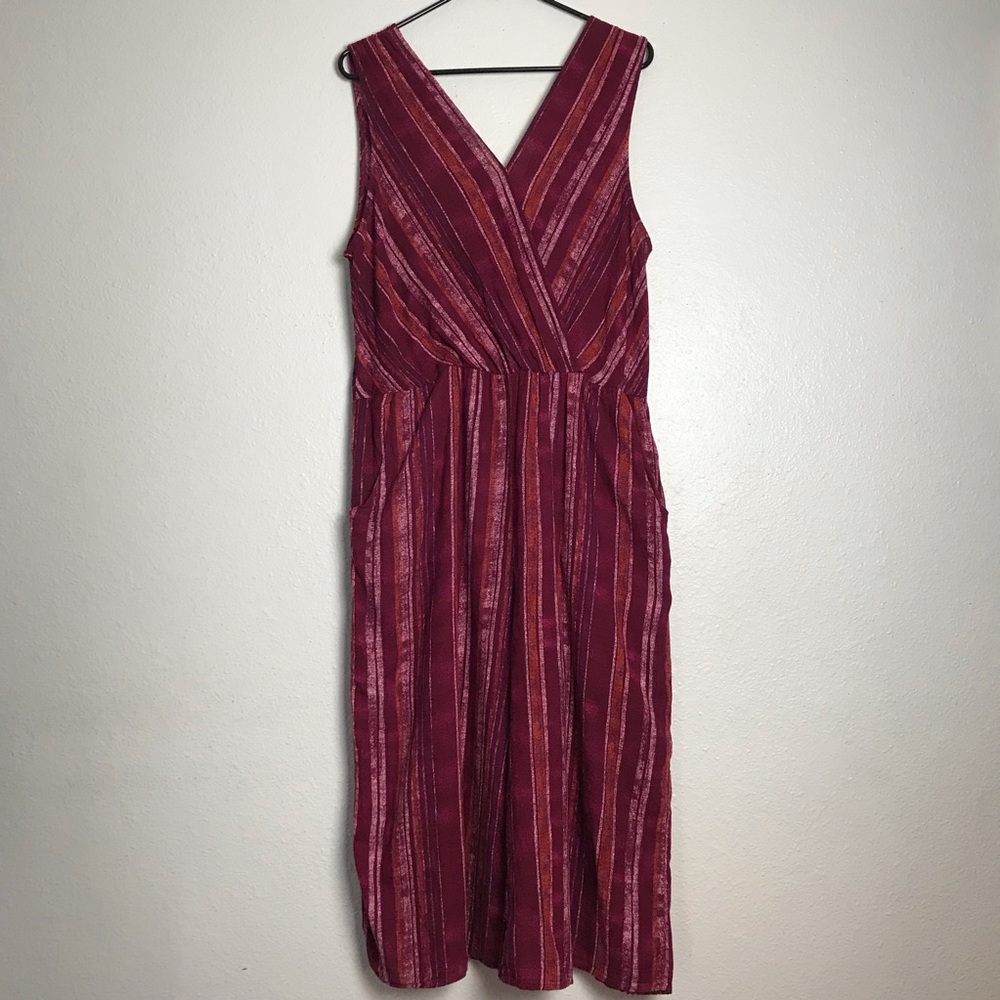 Magenta and Pink Stripe Boho Jumpsuit with Pockets